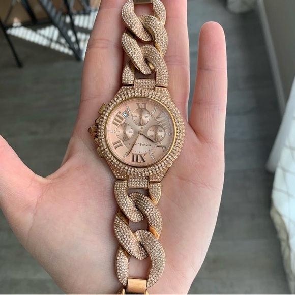 Michael Kors Accessories - Michael Kors Women's Rose Gold Pavé Link Watch